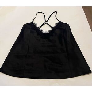 Fredericks of Hollywood black lace backless cami top